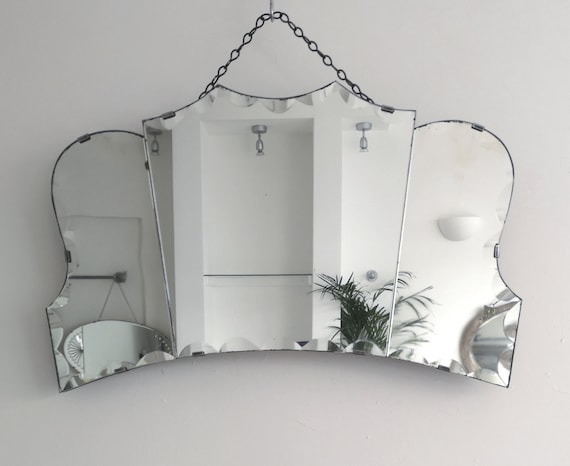 Large Art Deco Mirror Fan Wall Singapore Large Art Deco Mirror Fan, Vintage Art Deco Fan Mirror