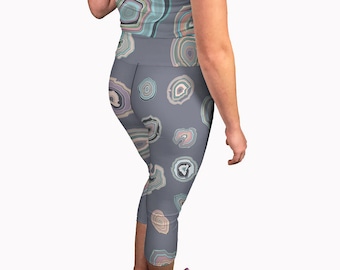 Custom Leggings Women High Waist Soft Yoga Workout Stretch Printed Purple Leaves Stretchy Capris Pants