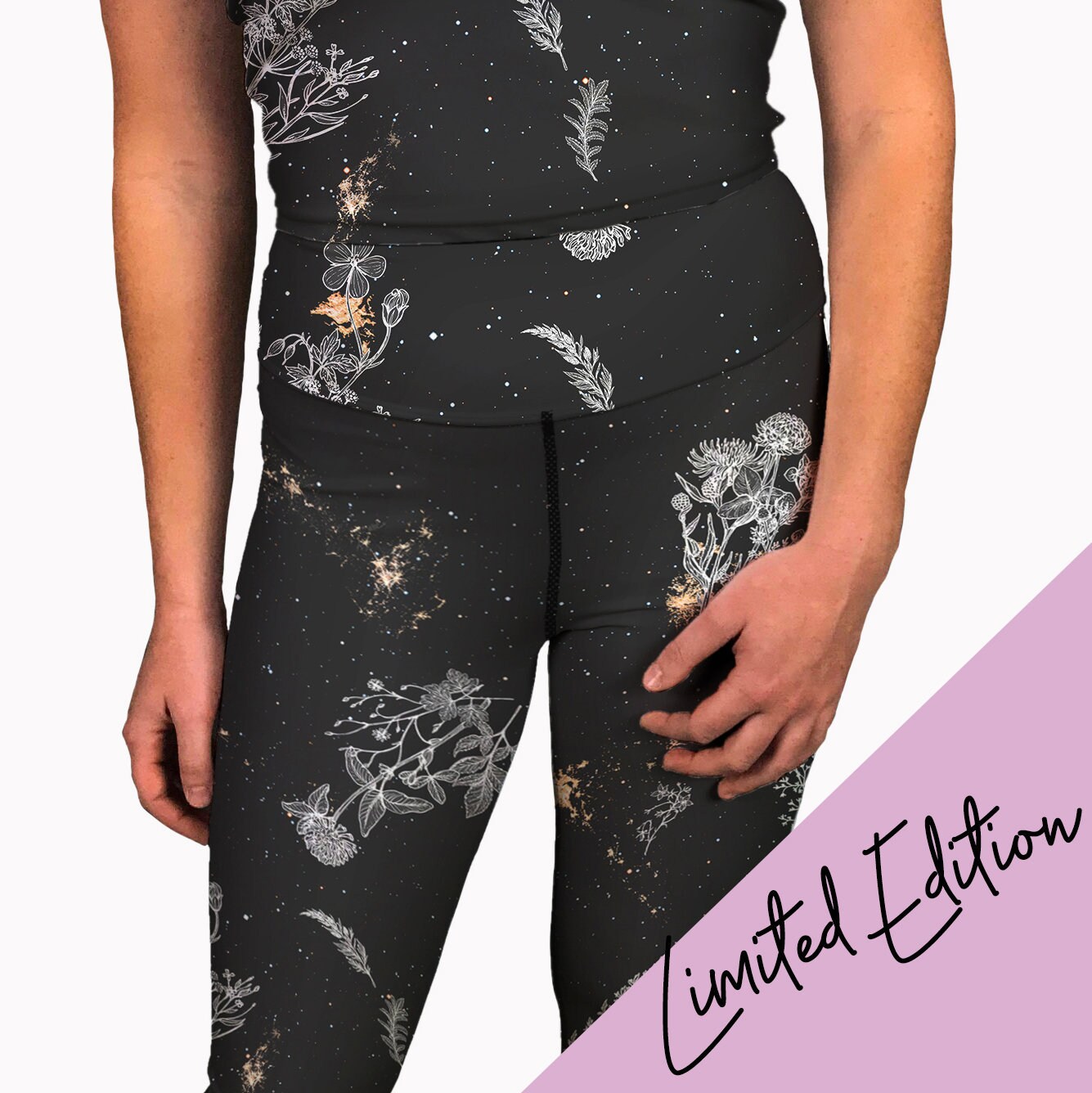 black floral workout leggings