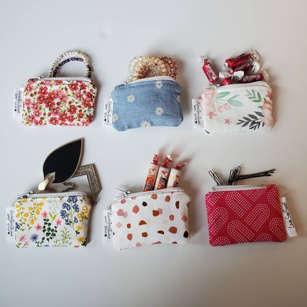 Mini zippered pouch, bobby pin holder, coin pouch, Jewelry pouch,pacifier pouch, pacifier storage, ring storage, pouch, travel pouch