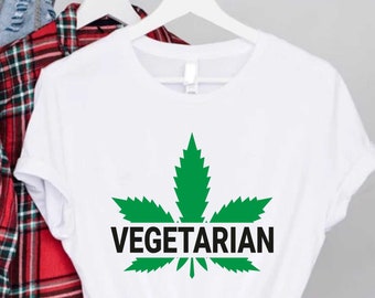 T-shirt végétarien de fumeur de mauvaises herbes, cadeau pour les amoureux des plantes, tee-shirt confortable, pot de plantes, amoureux de la terre, tête de pot, tee-shirt drôle de drogues,