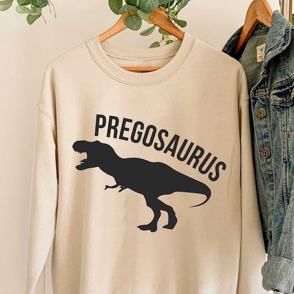 Pregosaurus Sweatshirt, Pregnancy Announcement, Dinosaur & Pregnant, Maternity Gift, New Mom,