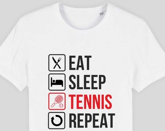 Eat Sleep Tennis Repeat T-Shirt, Unisex Cotton Tee