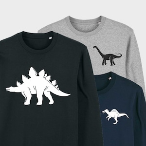 Dinosaur Printed Sweatshirt, Adult & Kids, Dinosaur Lover, Apatosaurus, Spinosaurus, Stegosaurus, Triceratops, T-rex, Parasaurolophus