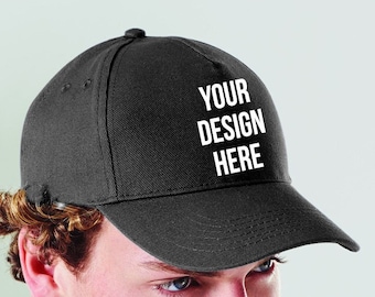 Custom 5 Panel Cap, Personalized Logo or Text, Cotton Twill