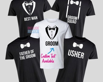 Personalised, Custom - Men&#39;s Wedding Party Stag Do, Wedding Groom, groomsman, groom men, celebration, t shirt -