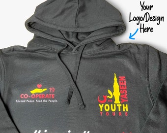Custom Printed Hoodie Unisex Personalised Black Pullover Workwear Event,  Printing With Your Logo or Design or Text -  Canada