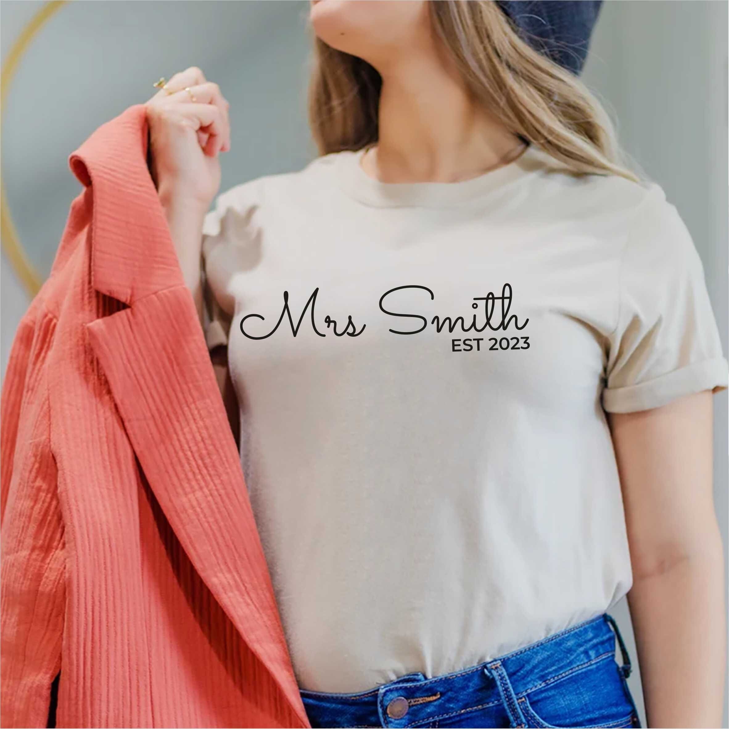 Personalised Mrs T-shirt, Bridal Party Shirt, Honeymoon Tee Personalised Mrs T-shirt, Bridal Party Shirt, Honeymoon Tee