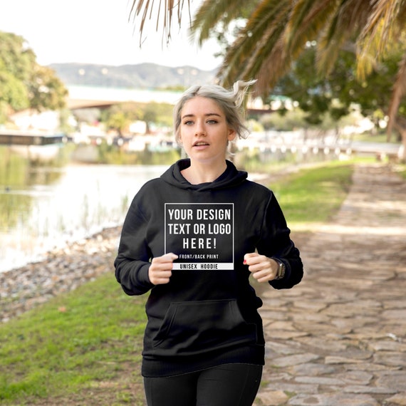 Custom Printed Hoodie Unisex Personalised Black Pullover Workwear Event Printing With Your Logo or Design or Text Free UK Shipping Etsy