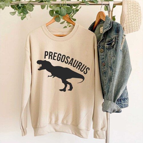 Pregosaurus Sweatshirt, Pregnancy Announcement, Dinosaur & Pregnant, Maternity Gift, New Mom,