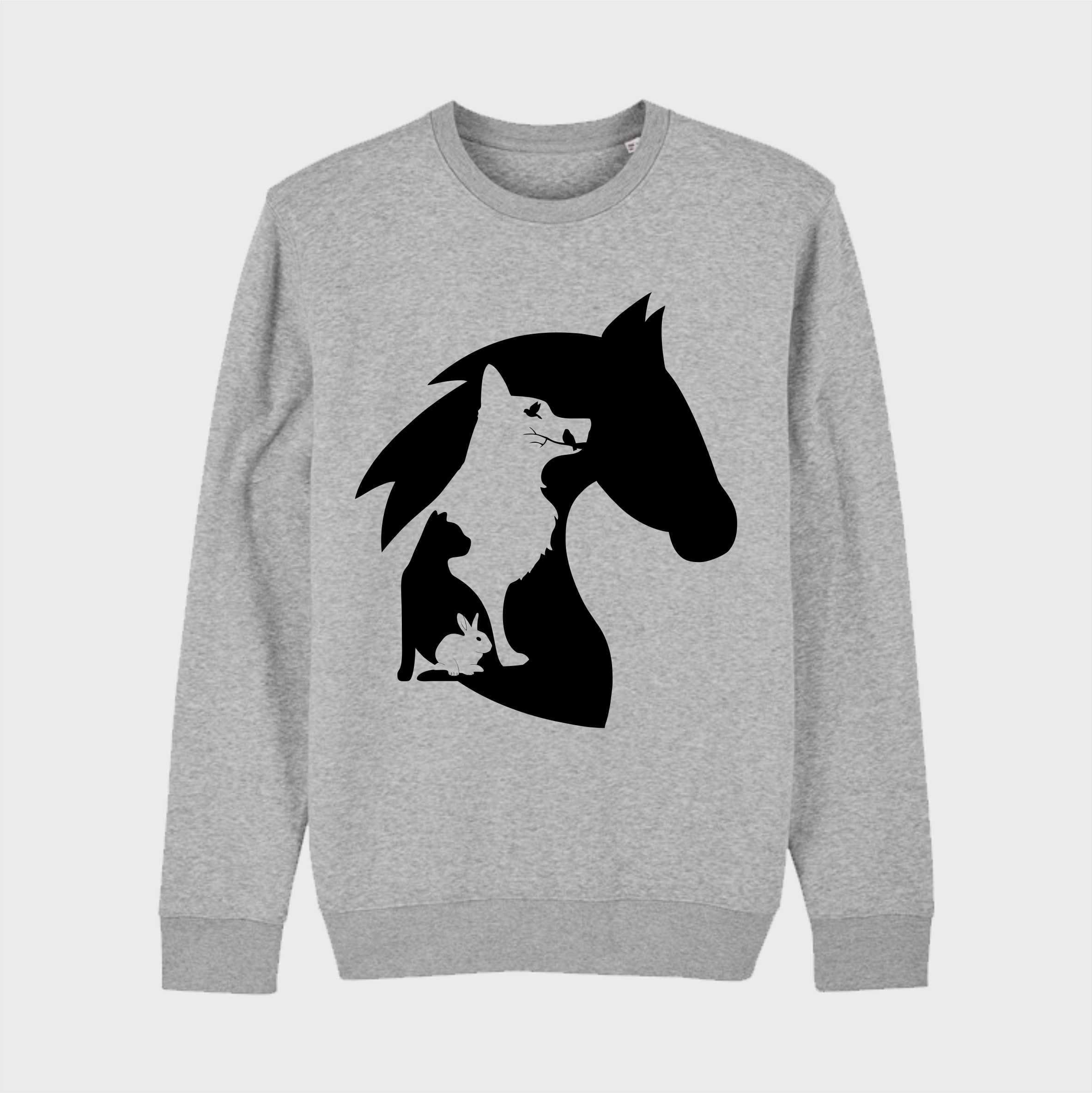 Animal Lover Sweatshirt, Horse Dog Cat Rabbit Bird Design