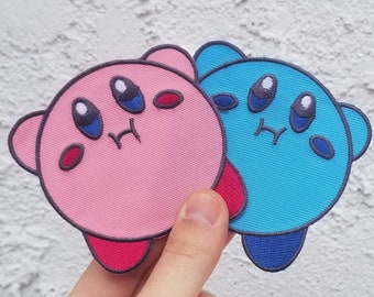 Puffy Kirby Iron On Patch: Pink or Blue Poyo Patch
