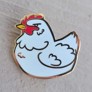 Chicken Enamel Pin / White Chicken / Grumpy Chicken / Stardew Chicken