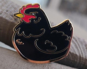 Black Chicken Enamel Pin: Grumpy Chicken Stardew Style