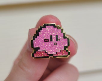 Sprite Kirby Glitter Enamel Pin / 8 Bit Kirby Pin