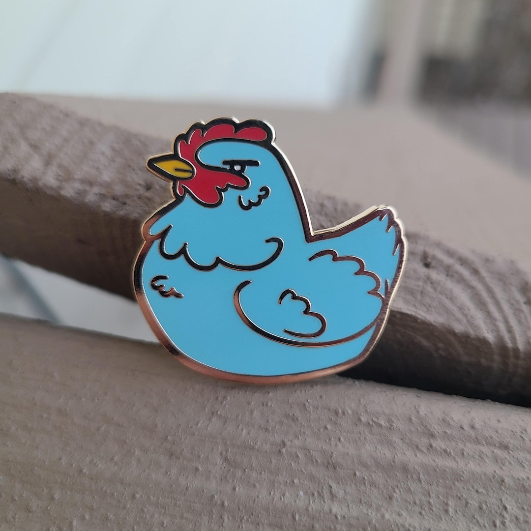 Light Blue Chicken Enamel Pin: Grumpy Chicken Stardew Style - Etsy