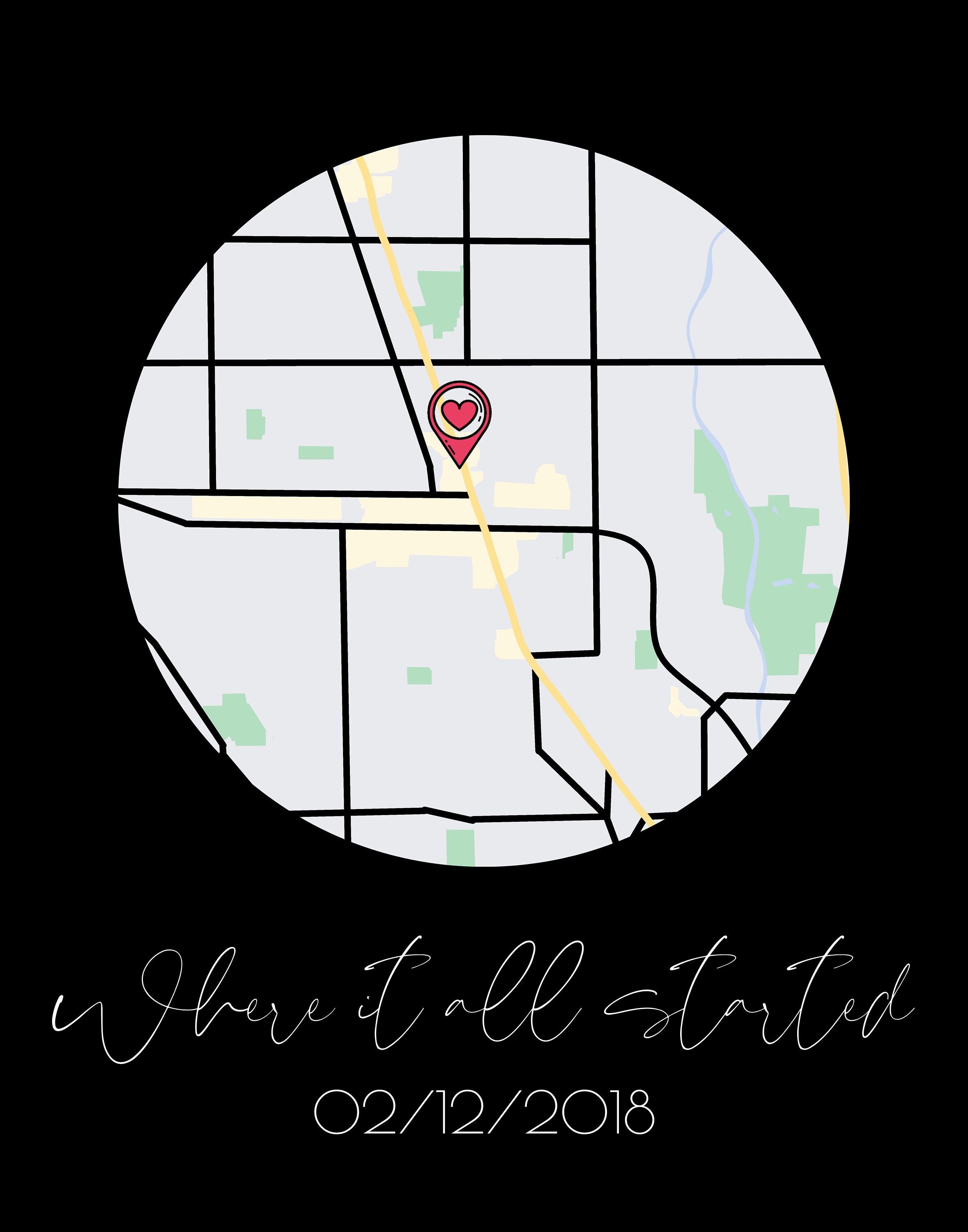 where-it-all-began-map-custom-location-map-one-year-etsy-uk