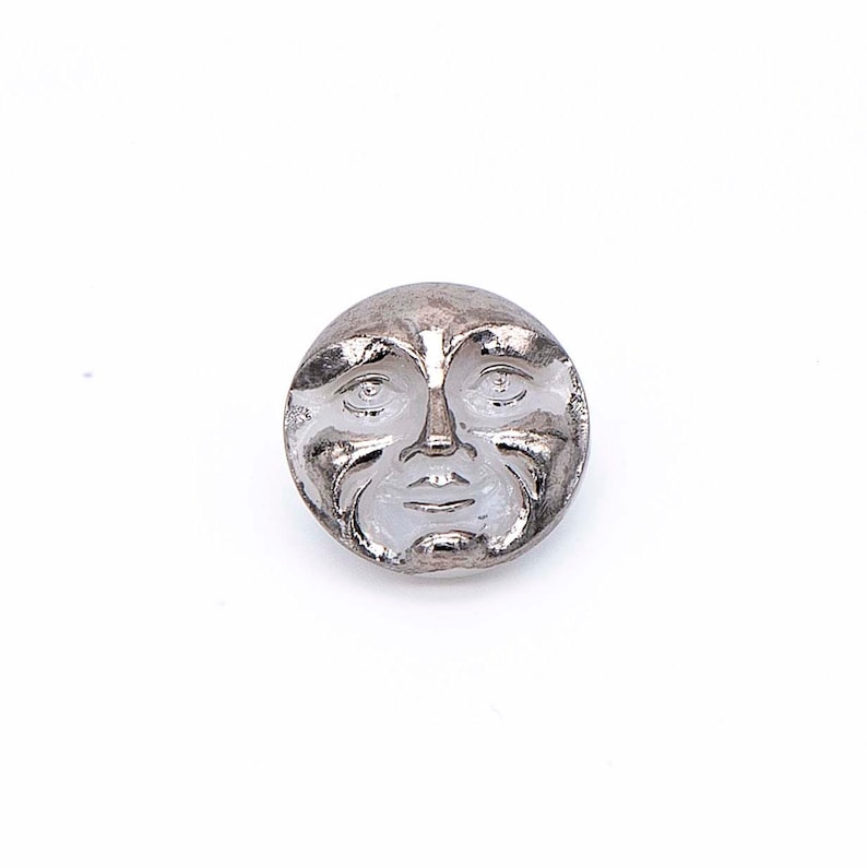 Czech Glass Moon Face Button