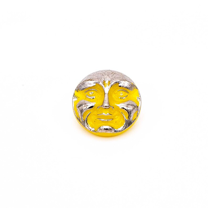 Czech Glass Moon Face Button