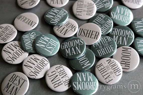 wedding party buttons groomsman