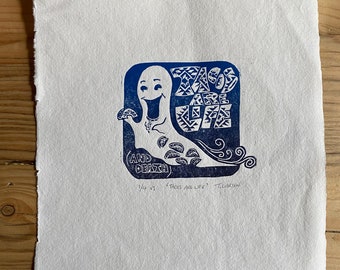 Tacos are Life - limited edition original lino print, Handprinted, taco ghost