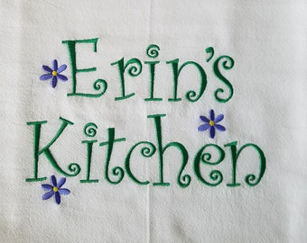 Name Embroidered Kitchen Tea Towel; Dish Towel- Colorful Kitchen Decor- Personalized Gifts- Gift Exchange Item - Simple Present - B-day gift