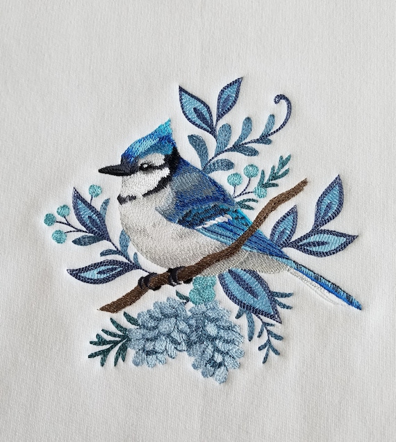 Embroidered Frosted Winter Blue Jays White UNISEX Sweatshirt