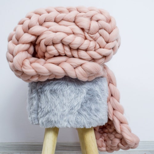 Chunky knit blanket, Knit blanket, Giant throw, Arm knitting, Chunky yarn, Merino wool, Thick yarn, Home decor, Boho, Christmas present gift
