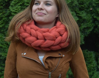 Infinity Scarf, Chunky Knit Scarf, Crochet Oversized Scarf, Wool Scarf, Knitted Scarf, Merino Wool Scarf, Gift For Her, Christmas gift