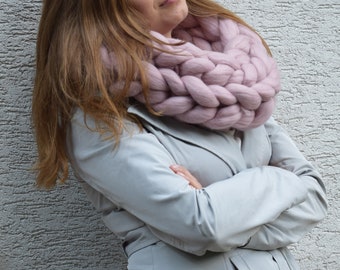 Infinity Scarf, Chunky Knit Scarf, Crochet Oversized Scarf, Wool Scarf, Knitted Scarf, Merino Wool Scarf, Gift For Her, Christmas gift