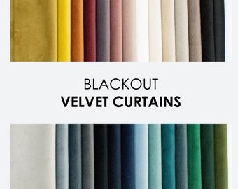 Blackout velvet curtains, Custom size velvet curtains, 37 colors, Blackout velvet curtain panel, Bedroom curtains, Extra long curtains