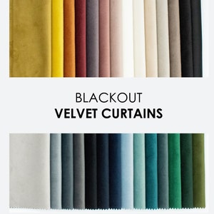 Blackout velvet curtains, Custom velvet drapes, 37 colors, Blackout panel, Bedroom & Living room heavy curtains, Extra long curtains, decor