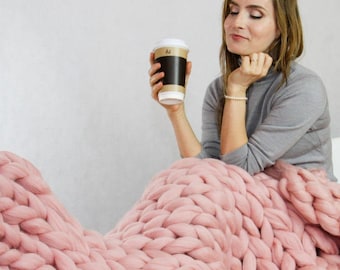 Gift for Mom, Mother in law Gift, Mothers Day Gift, Mom Birthday Gift, Gift under 60, Chunky Knit Blanket, Chunky Throw, Christmas Gift