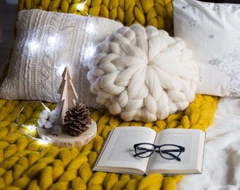 Mustard Knit Blanket Etsy