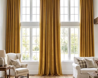 Extra Long Custom Velvet Curtains, Heavy Dimout Drapes for Living Room and Bedroom, Wave, Pleating, Rod Pocket or Grommets Hanging