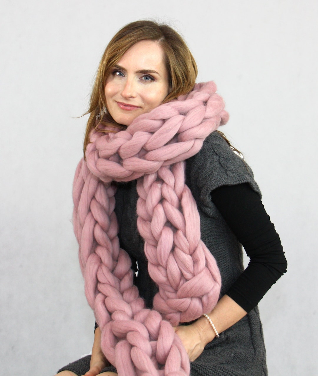 Chunky Knit Scarf, Crochet Oversized Scarf, Wool Scarf, Knitted Scarf ...