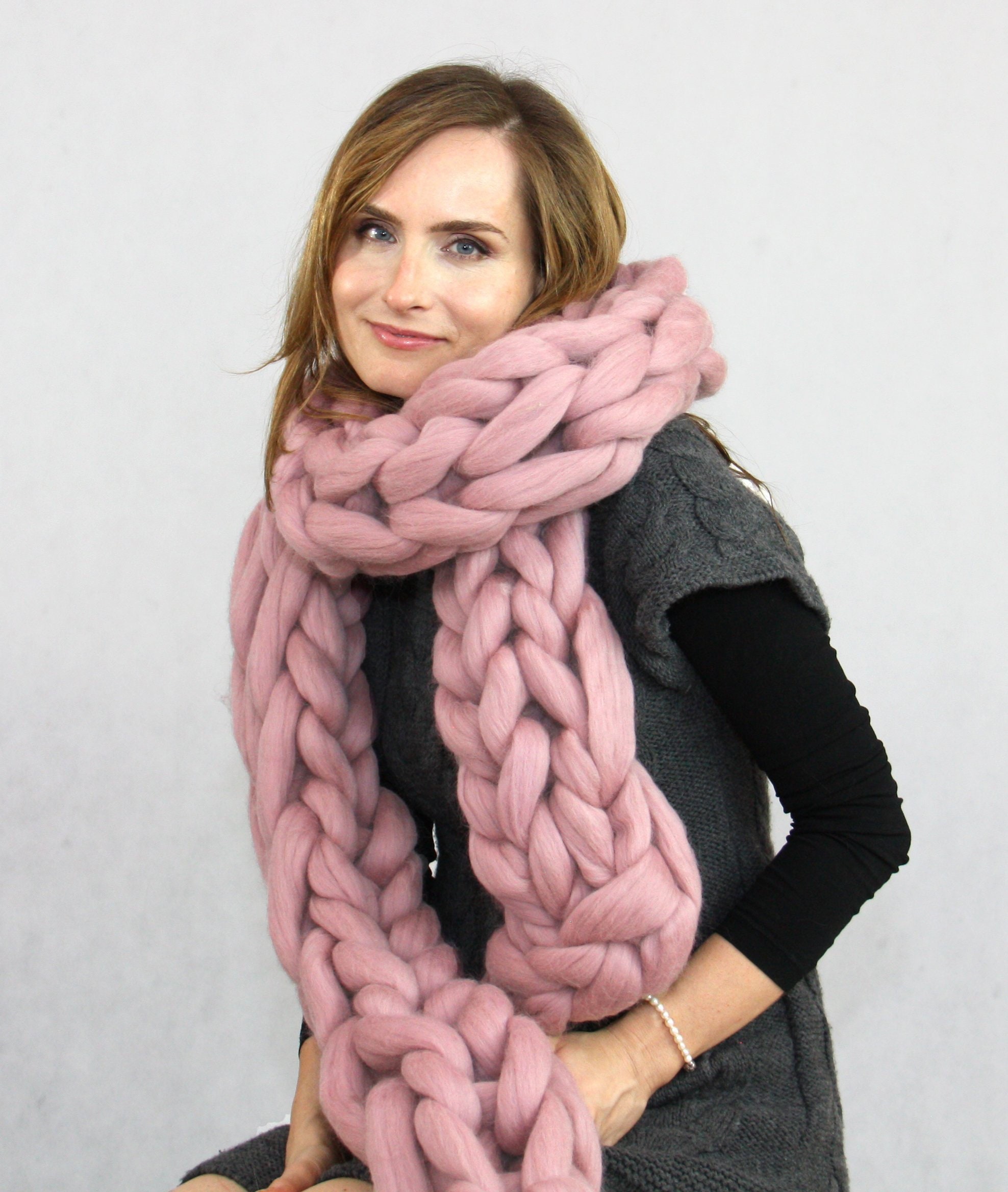 Chunky Knit Scarf, Crochet Oversized Scarf, Wool Scarf, Knitted Scarf ...