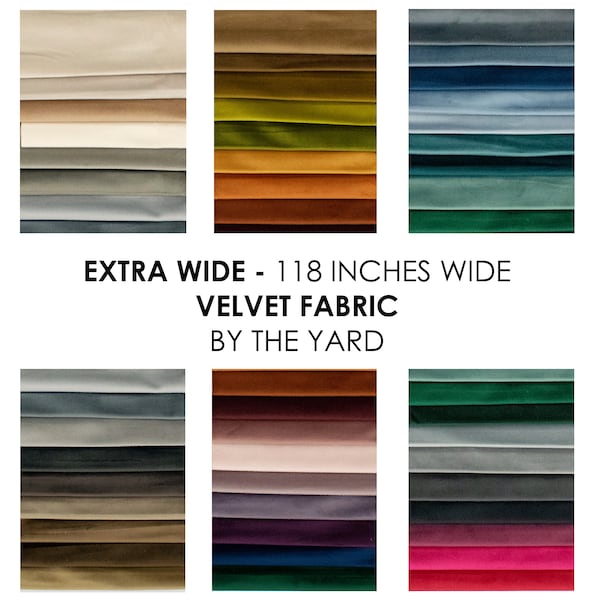 Tissu velours extra large par mètre, velours de luxe, tissu velours de haute qualité, 118 pouces de large, tissu de plus de 100 pouces