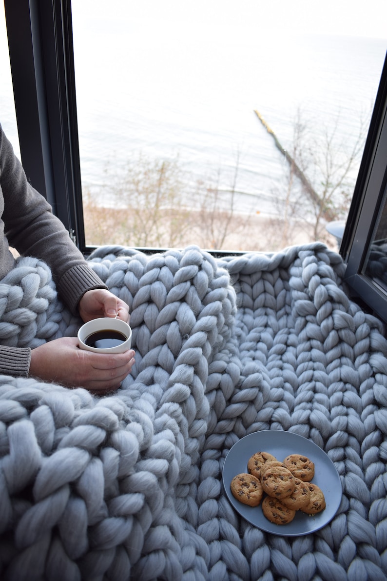 Chunky Knit Blanket Blanket Super Chunky Blanket Giant Knit Etsy