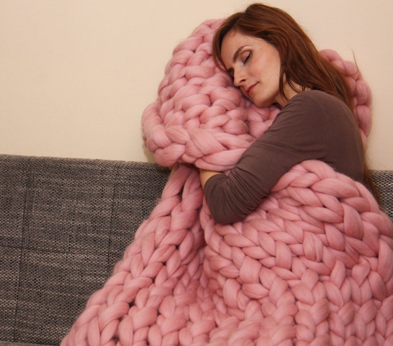 Chunky Knit Blanket Super Chunky Blanket Giant Knit Blanket Etsy