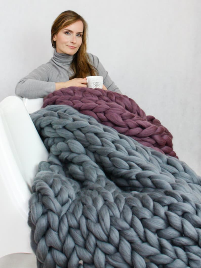 arm knit chunky blanket