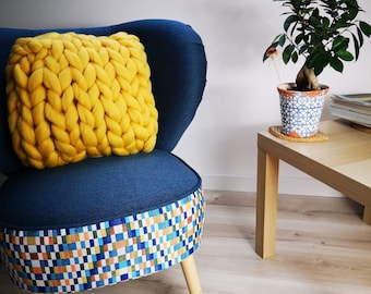 Chunky Knit Pillow, Coussin décoratif, Coussin décoratif, Cadeau pour elle, Cadeau de pendaison de crémaillère, Oreiller en laine mérinos, Tricot extrême