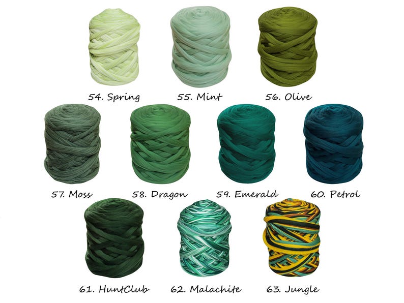May include: Assortment of green and blue yarn skeins in various shades, including spring, mint, olive, moss, dragon, emerald, petrol, hunt club, malachite, and jungle.