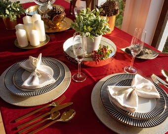 Tablecloth, Table Runner, 100 Colors, Custom Extra Long Banquet Cloth, Overlay, Living & Dinning Room Table Linens, Christmas gift