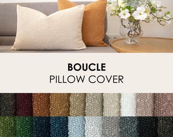 Boucle Pillow Cover, Decorative Throw Pillow Cover, Custom Living Room Cushion Case for Sofa, Accent pillow Multiple colors, Home decor gift