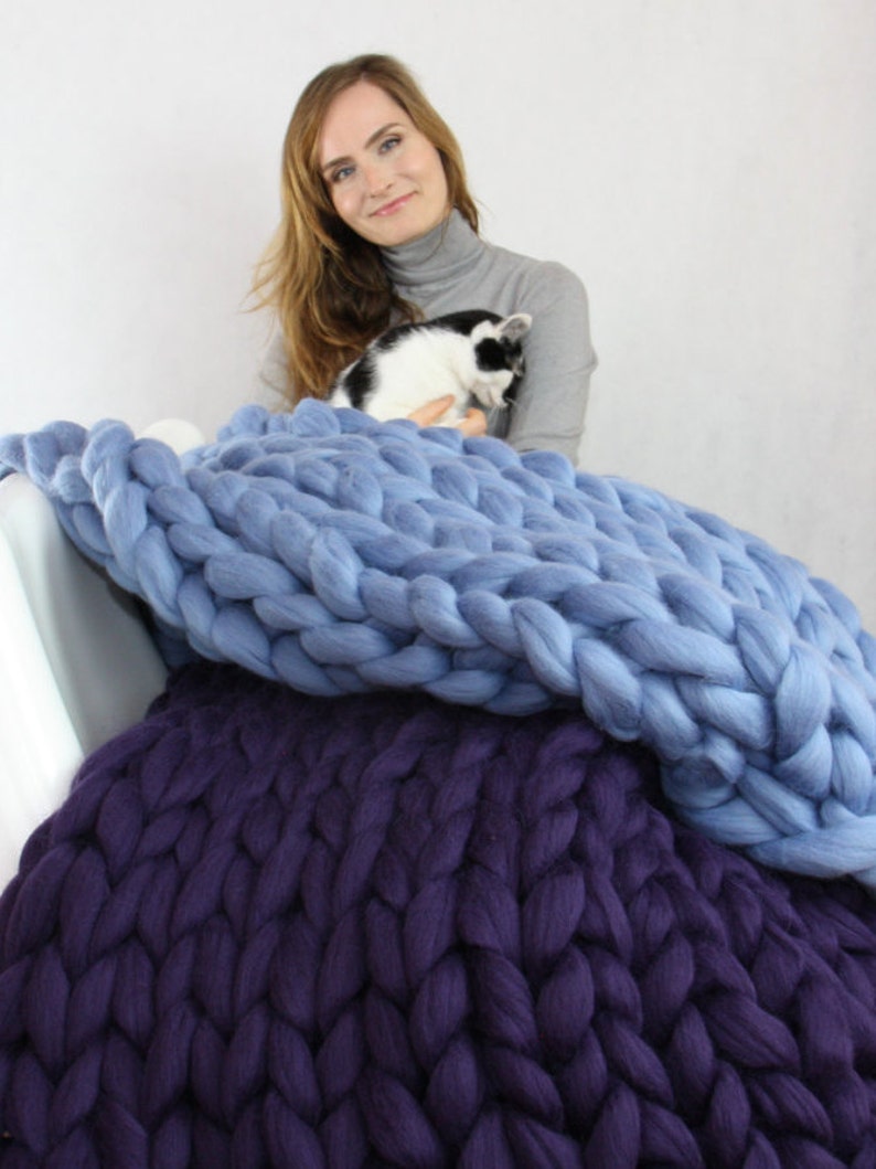 Chunky Knit Blanket Blanket Super Chunky Blanket Giant Knit Etsy