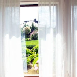 Linen Curtains Tab Top, Sheer natural linen, Custom Living room lightweight curtains, Bedroom linen curtain panel, Extra Long Boho Curtains