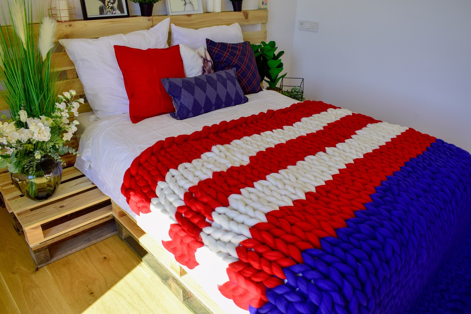 American Flag Blanket USA Flag Chunky Knit Blanket Patriotic Etsy
