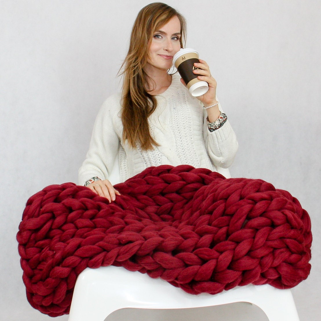 Chunky Knit Blanket Blanket Super Chunky Blanket Giant knit Etsy