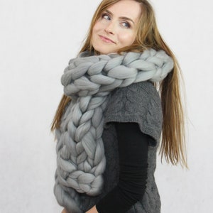 Chunky Knit Scarf, Crochet Oversized Scarf, Wool Scarf, Knitted Scarf, Woman Scarf, Merino Wool Scarf, Gift For Her, Christmas gift present